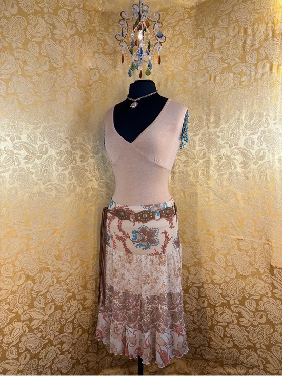 Express Dresses & Skirts - ✨Vintage Y2K Boho Multiprint Tiered Ruffle Midi Skirt✨
